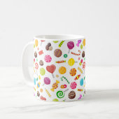 甘カラフル菓子の詰め合わせ模様 コーヒーマグカップ (正面左)
