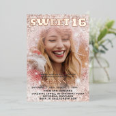 甘ガーリーい16バラ金ゴールド書道とグリッター 箔招待状 (立ち正面)