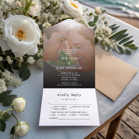 甘シンプルい写真結婚の オールインワン招待状