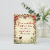 甘シンプル愛ヴィンテージガーデンハート引用文 ポストカード (スタンド正面)