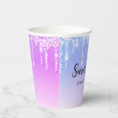甘スタイリッシュい16紫の銀の滴下グリッター 紙コップ (右)