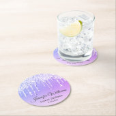 甘スタイリッシュい16紫色の滴下グリッターシック ラウンドペーパーコースター (インサイチュ)