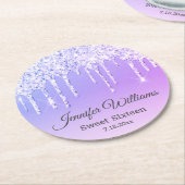 甘スタイリッシュい16紫色の滴下グリッターシック ラウンドペーパーコースター (アングル)
