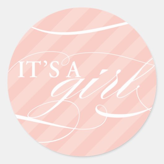 甘ストライプい女の子のシール ラウンドシール (正面)