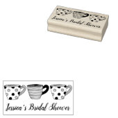 甘ストライプのいお茶パーティーカップブライダルシャワー ラバースタンプ (押印)