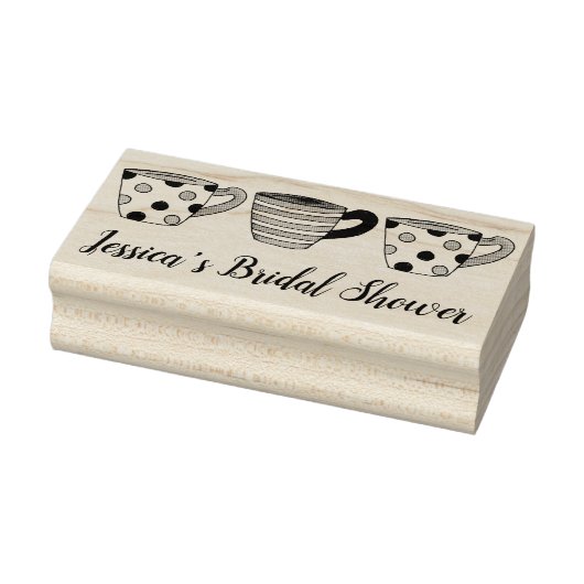 甘ストライプのいお茶パーティーカップブライダルシャワー ラバースタンプ (スタンプ)