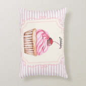 甘パーソナライズされたいカップケーキシャビーシック縁ど アクセントクッション (正面(垂直))