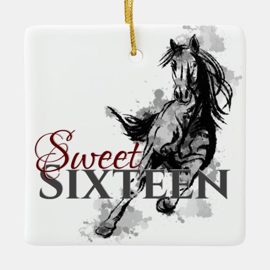 甘パーソナライズされたい16ギャロピンホースのクリスマス セラミックオーナメント (正面)