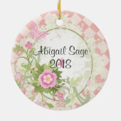 甘パーソナライズされたい16ブロンドガールフラワークリスマス セラミックオーナメント (裏面)