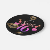 甘パーソナライズされたい16プレート – ピンクグリッターLIPS ペーパープレート (アングル)