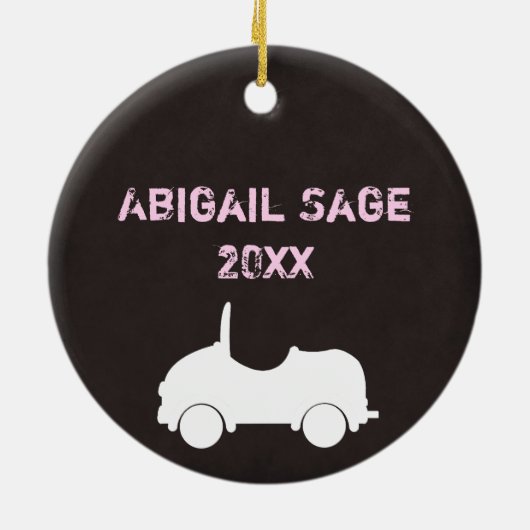 甘パーソナライズされたい16女の子と車、ピンクのクリスマス セラミックオーナメント (裏面)