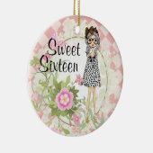 甘パーソナライズされたい16女の子のクール花クリスマス セラミックオーナメント (右)