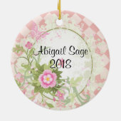 甘パーソナライズされたい16女の子のクール花クリスマス セラミックオーナメント (裏面)