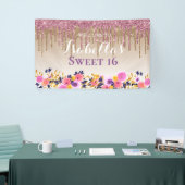 甘パーソナライズされたい16 |フローラ滴下グリッター 横断幕 (トレードショー)