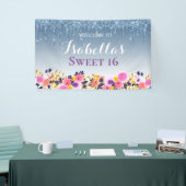 甘パーソナライズされたい16 |フローラ滴下グリッター 横断幕 (トレードショー)