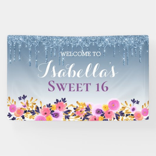 甘パーソナライズされたい16 |フローラ滴下グリッター 横断幕 (横)