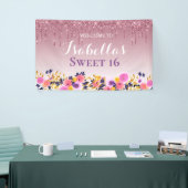 甘パーソナライズされたい16 |フローラ滴下グリッター 横断幕 (トレードショー)