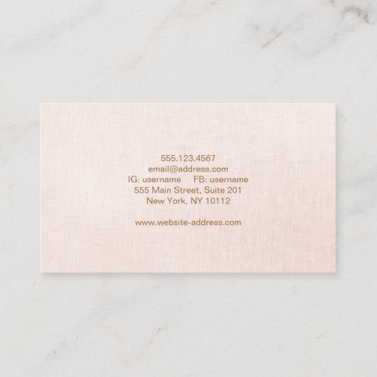 甘ミニマルい淡いピンクのリネンの外観 名刺 (裏面)