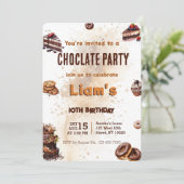 甘モダンいチョコレートケーキ誕生日パーティー 招待状 (スタンド正面)