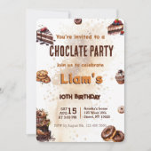甘モダンいチョコレートケーキ誕生日パーティー 招待状 (正面)
