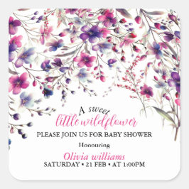 甘モダンい小さな野生の花ピンクベビー スクエアシール
