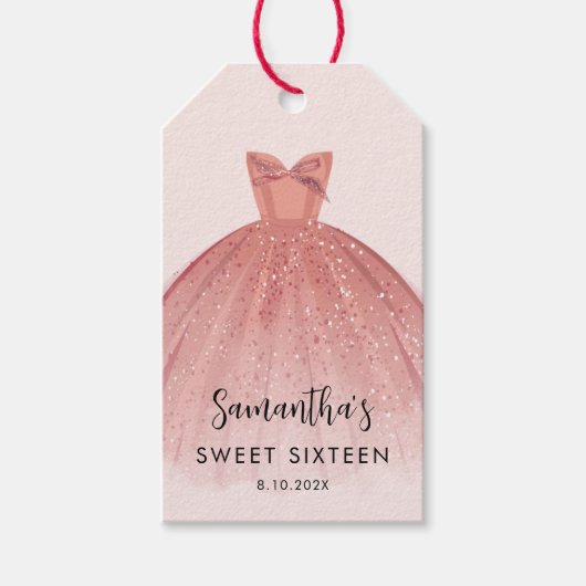 甘モダンい16スクリプトドレス誕生日カスタム ギフトタグ (正面)