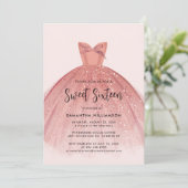 甘モダンい16スクリプトドレス誕生日 招待状 (スタンド正面)