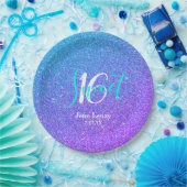 甘モダンい16ティール（緑がかった色）パープルグリッターパーソナライズされた ペーパープレート (パーティー)