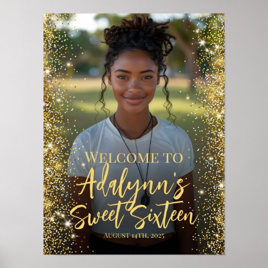 甘モダンい16パーティー写真ウェルカムサイン ポスター (正面)
