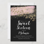 甘モダンい16ロシータ金ゴールド幾何学黒 招待状 (正面)