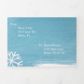 甘モダンい16散在する雪片の水色 三つ折り招待状 (カバー)