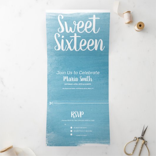 甘モダンい16水彩画の写真 三つ折り招待状 (内部)