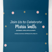 甘モダンい16金ゴールドピンクドット 三つ折り招待状 (内部中)