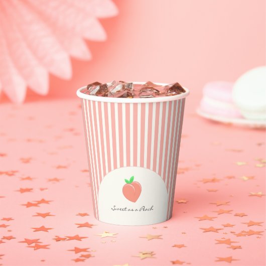 甘モダンく甘いストライプ桃 紙コップ (インサイチュ)