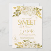 甘モノグラムのい16アイボリーバラピンク花模様 招待状 (正面)