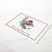 甘冬の鳥と雪のクリスマスカスタム。 箔シーズンカード (回転した状態)