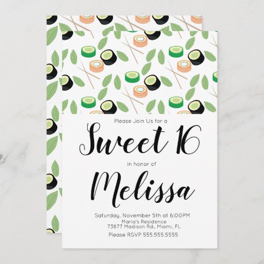 甘口16火鉢グリルすし転が屋店 招待状 (正面/裏面)