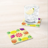 甘味のミックスキャンディーイエロー スクエアペーパーコースター (インサイチュ)