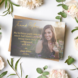 甘感謝していい16歳の誕生日金ゴールド暗い写真 ノートカード