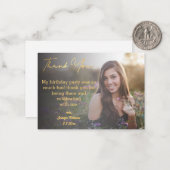 甘感謝していい16歳の誕生日金ゴールド暗い写真 ノートカード (正面/裏面インサイチュ)