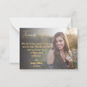 甘感謝していい16歳の誕生日金ゴールド暗い写真 ノートカード (正面)