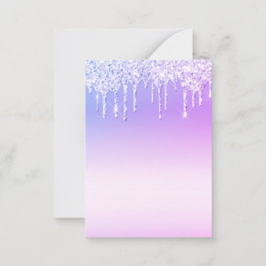 甘感謝していい16紫のグリッターモダン ノートカード (裏面)