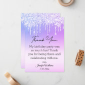 甘感謝していい16紫のグリッターモダン ノートカード (正面/裏面インサイチュ)