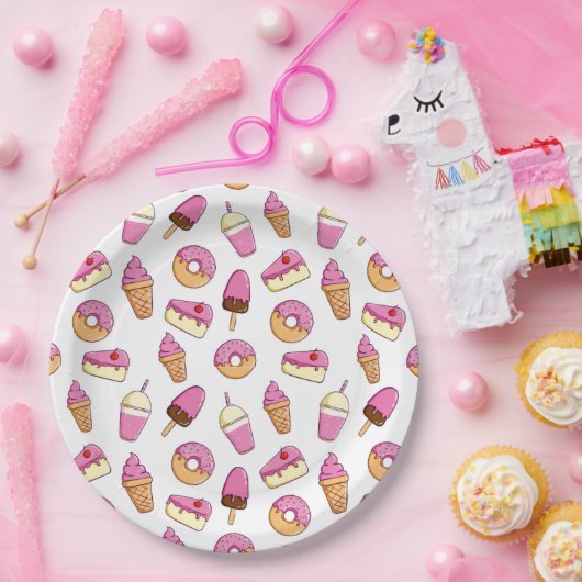甘歯デザートパターン ペーパープレート (パーティー)