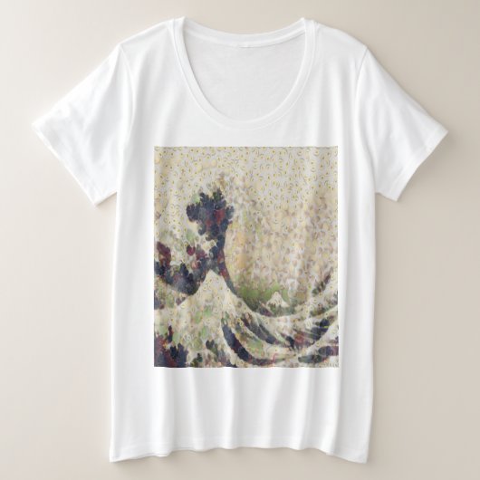甘素晴らし露メロンファインアートの波 プラスサイズTシャツ (デザイン正面)