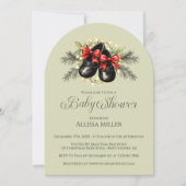 甘素朴い12月クリスマスガール赤ちゃんシャワー 招待状 (正面)