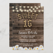 甘素朴い16デイジーフラワーズバーンウッド 招待状 (正面/裏面)