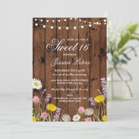 甘素朴い16パーティーフローラ野生の花招待状 招待状 (スタンド正面)