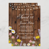 甘素朴い16パーティーフローラ野生の花招待状 招待状 (正面/裏面)