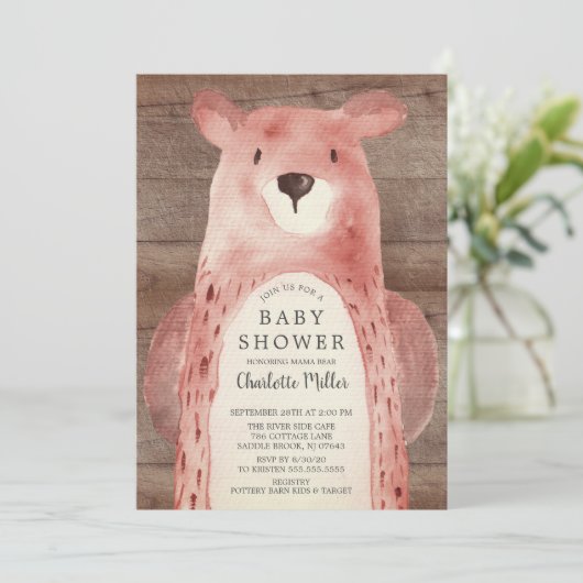 甘素朴熊の赤男女兼用ちゃんシャワー 招待状 (スタンド正面)